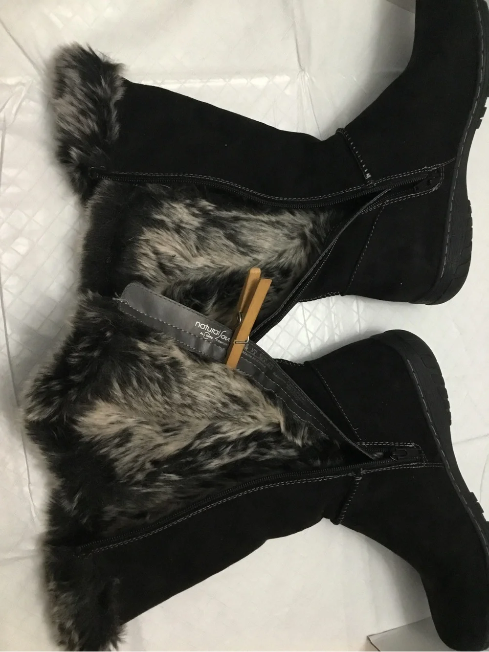Natural Soul Black Faux Fur Mid-Calf Winter Boots Side Zip Size 9.5‎